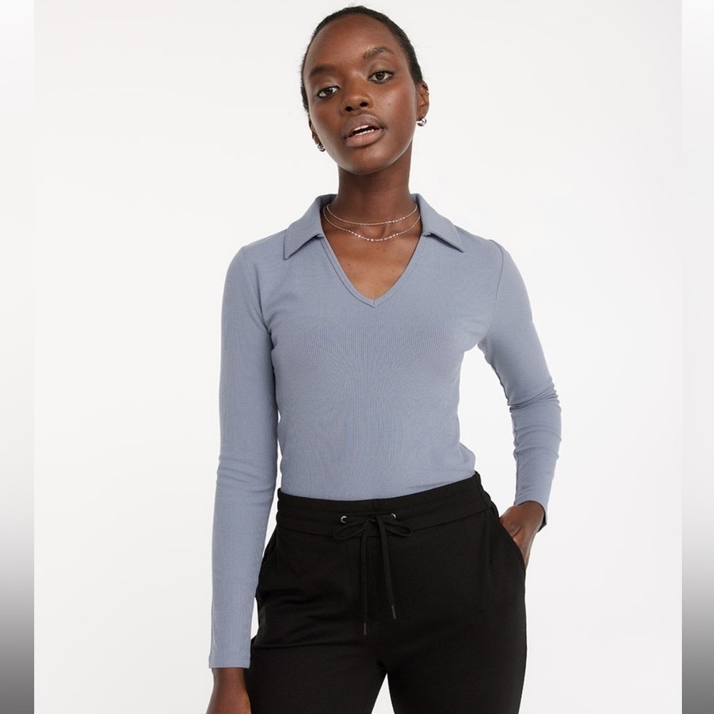 Ribbed Top with Johnny Collar - New with tag